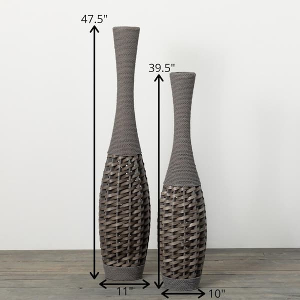 Woven Wicker Floor Vases