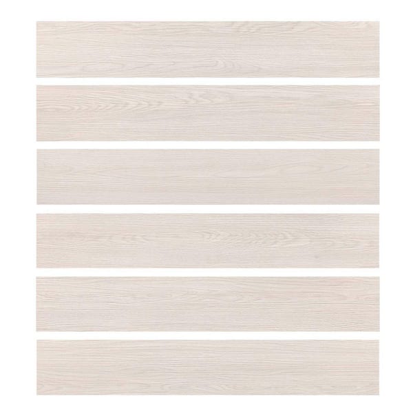 12MIL 6 in. x 36 in. Peel and Stick Vinyl Floor Tile in Cotton White Water Resistant Plank Flooring(54 sq. ft./case)