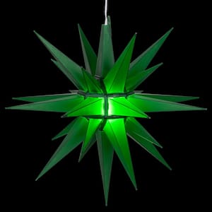 14 in. Illuminated LED Green Holiday Moravian Star
