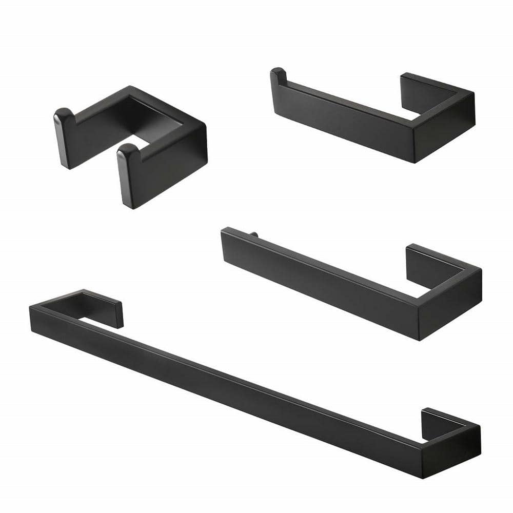 4-Piece Bath Hardware Set with Toilet Paper Holder, Towel Hook and 23.6 in.