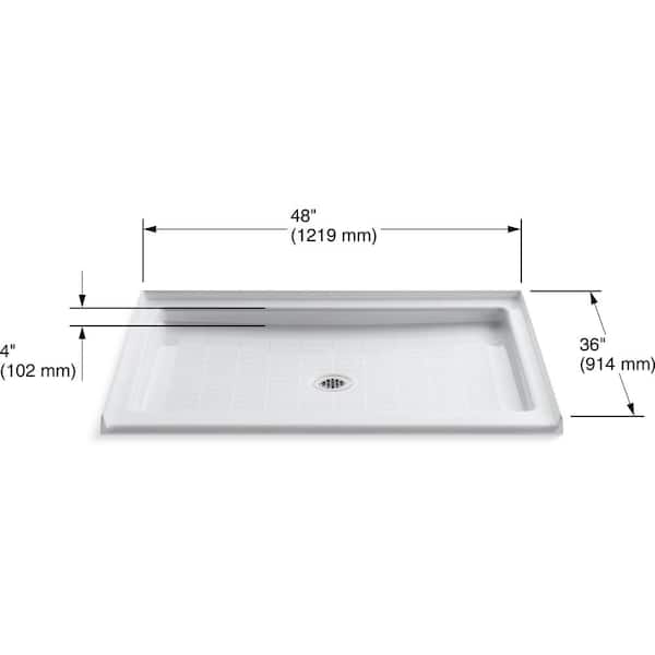 KOHLER Purist 48 in. x 36 in. Single Threshold Shower Base with Center Drain in White
