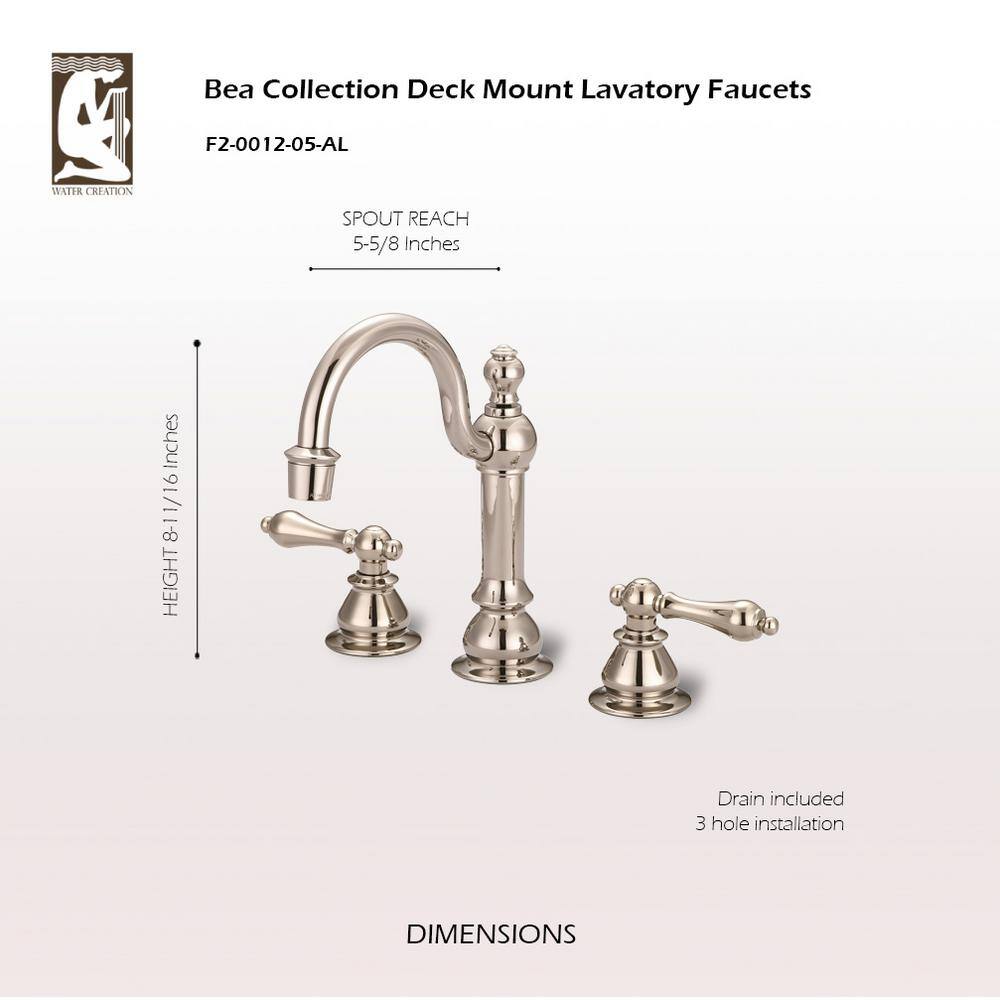 Polished Nickel Vintage Widespread Bathroom Faucet with Lever Handles