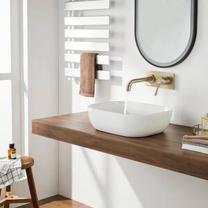 Modern Single-Handle Wall Mounted Faucet Bathroom Sink Faucet with Deckplate Included in Brushed Gold