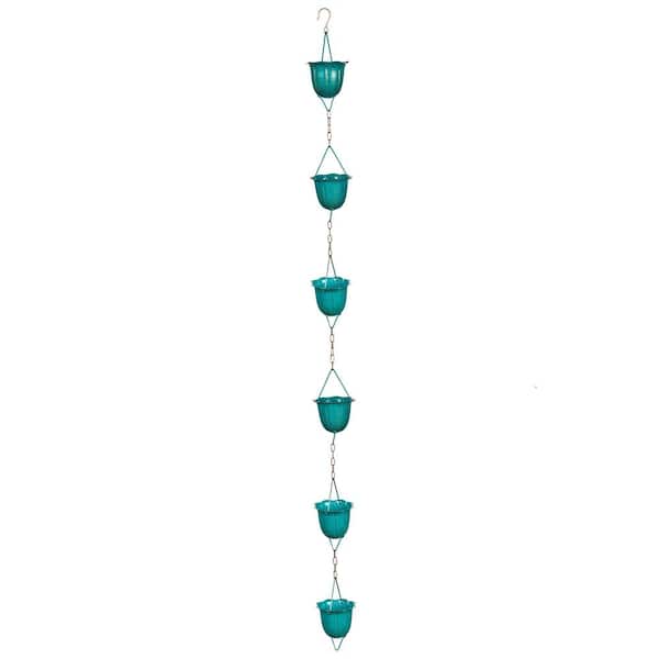 Evergreen Enterprises 72 in. Blue Flower Cup Iron Rain Chain