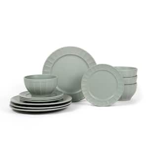 Prima 12-Piece Casual Sage Stoneware Dinnerware Set (Service for 4)