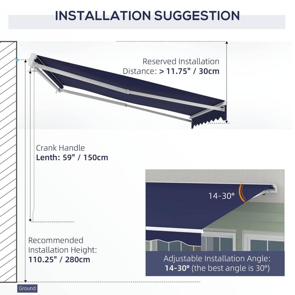 Outsunny 10' x 8' Dark Blue Motorized Retractable Awning