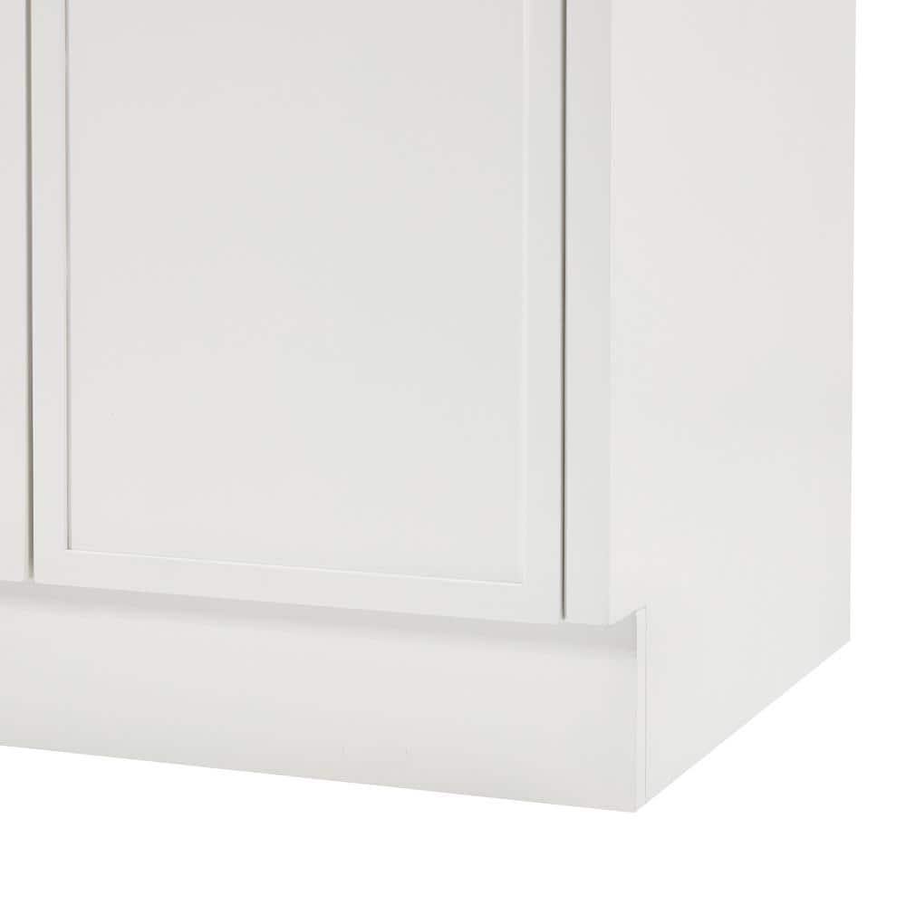 White Solid Wood Double Sink Bathroom Vanity with Carrara Quartz Top