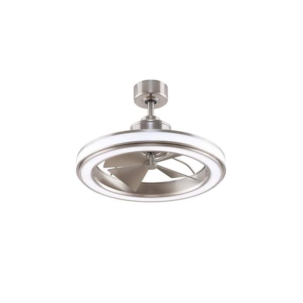 Gleam 16 in. Integrated LED Indoor/Outdoor Brushed Nickel Ceiling Fan with Light Kit and Remote Control