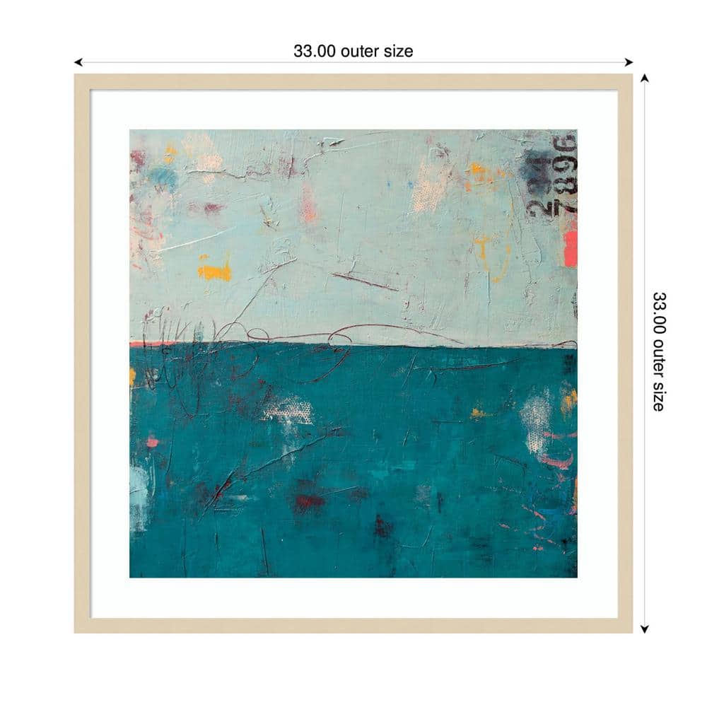 Blue Bay Hideaway Teal and Sky-Blue Framed Wall Art Print