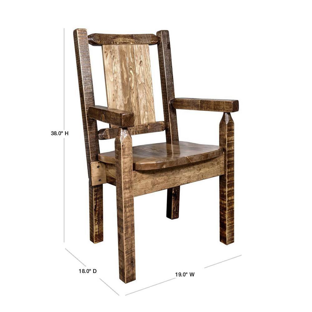 Early American Handcrafted Wood Arm Chair with Bronc Motif