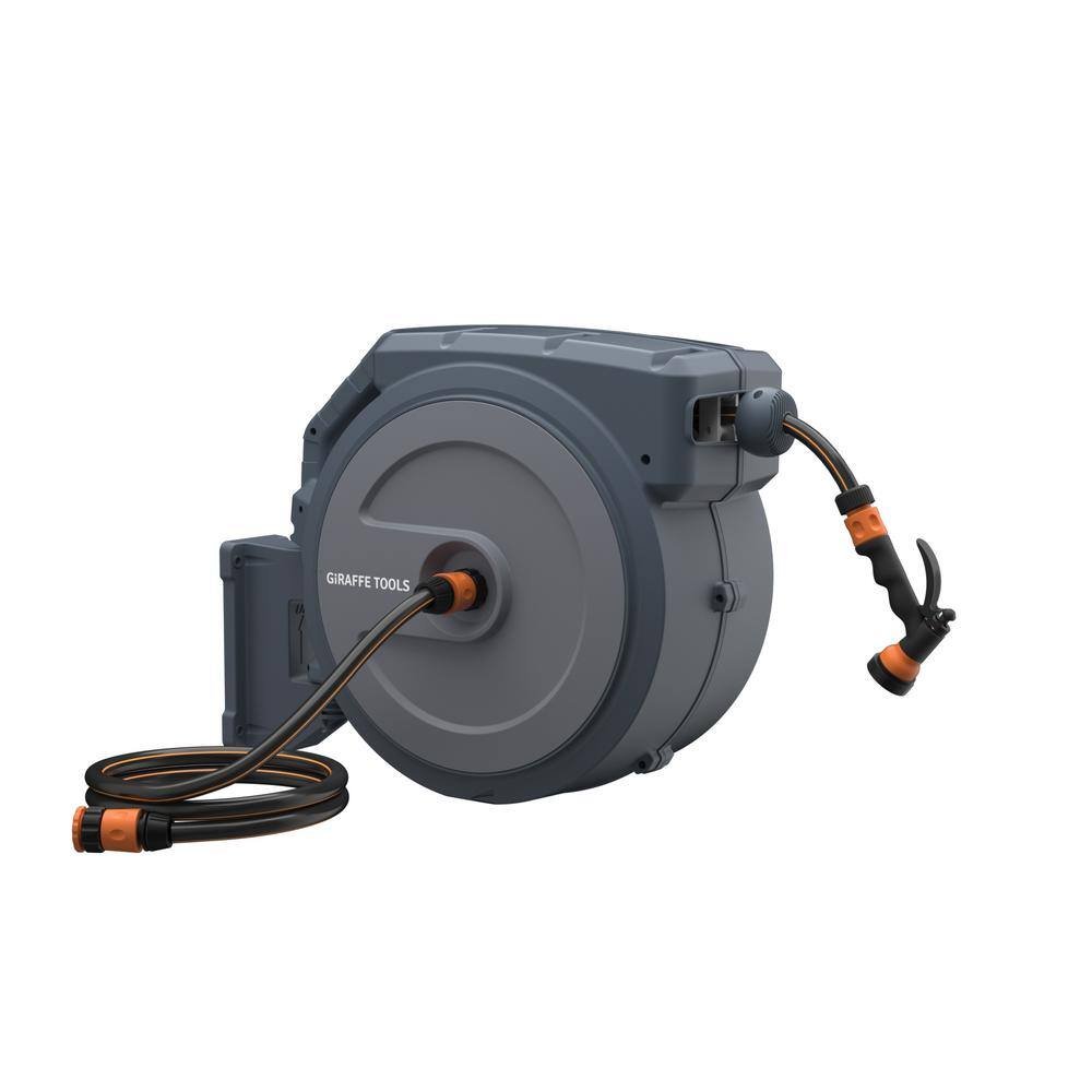 Giraffe Tools 130' Dark Gray Retractable Garden Hose Reel