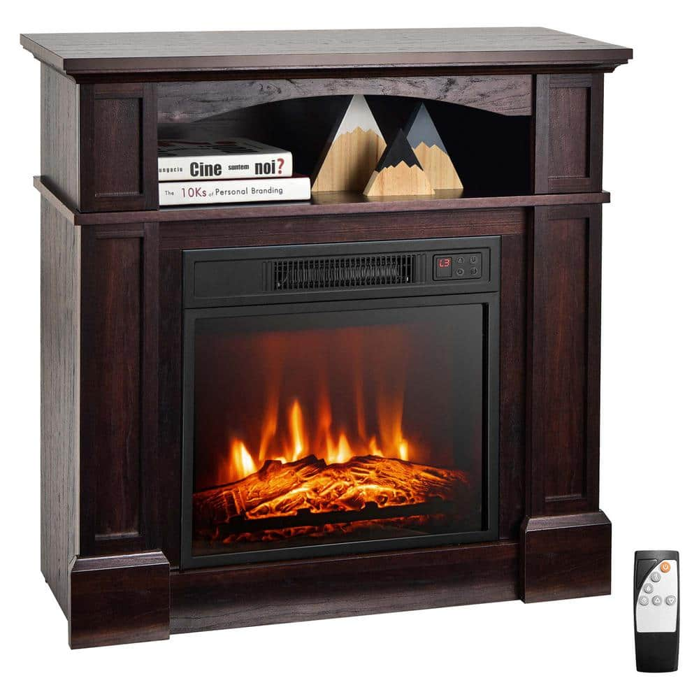 32" 1400W Electric Fireplace Mantel Tv Stand Space Heater