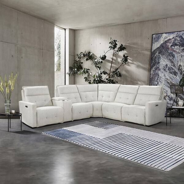 Lazzara Loveland 113.5 in. 6-Piece Textured Fabric Modular Power