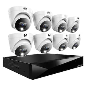 12-Channel Wired DVR Security System with 2TB Hard Drive and 8 2K Wired Dome Spotlight Cameras with 2-Way Audio