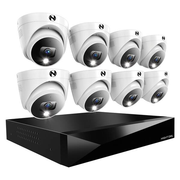 Night Owl 12-Channel Wired DVR Security System with 2TB Hard Drive and 8 2K Wired Dome Spotlight Cameras with 2-Way Audio