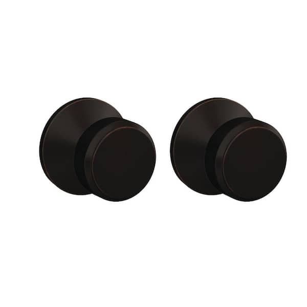 Schlage Custom Bowery Aged Bronze Dummy Door Knob with Kinsler Trim (2-Pack)