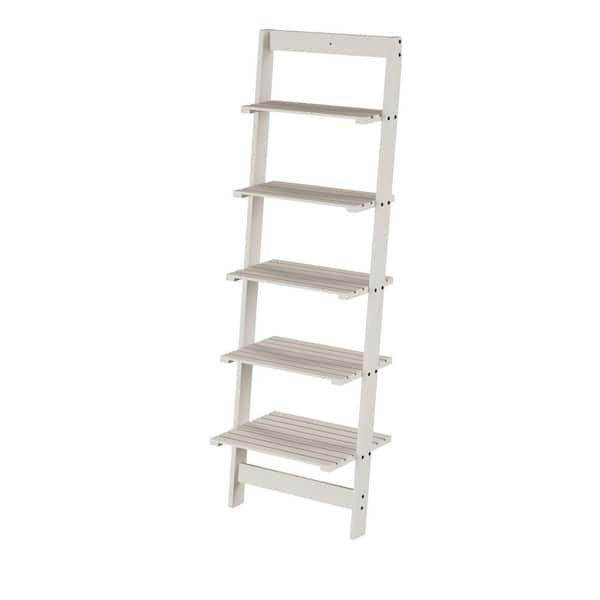 50 White Wooden 5-Shelf Leaning Ladder Bookcase 5-Tiers 633355IPZ - Home Depot