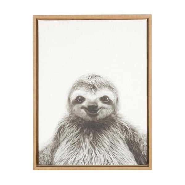 Kate and Laurel 24 in. x 18 in. "Sloth" by Tai Prints Framed Canvas Wall Art