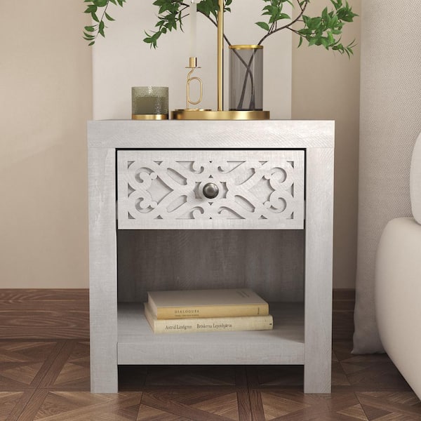 GALANO Lophelia Dusty Gray Oak 1-Drawer Nightstand