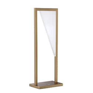VOXX 19.6 in. Oilcan Brass, Clear Integrated LED Table Lamp with Clear Acrylic Shade