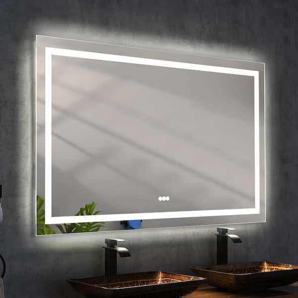 Unbranded 60 in. W x 36 in. H Large Rectangular Frameless Anti-Fog Wall Mount Bathroom Vanity Mirror in White