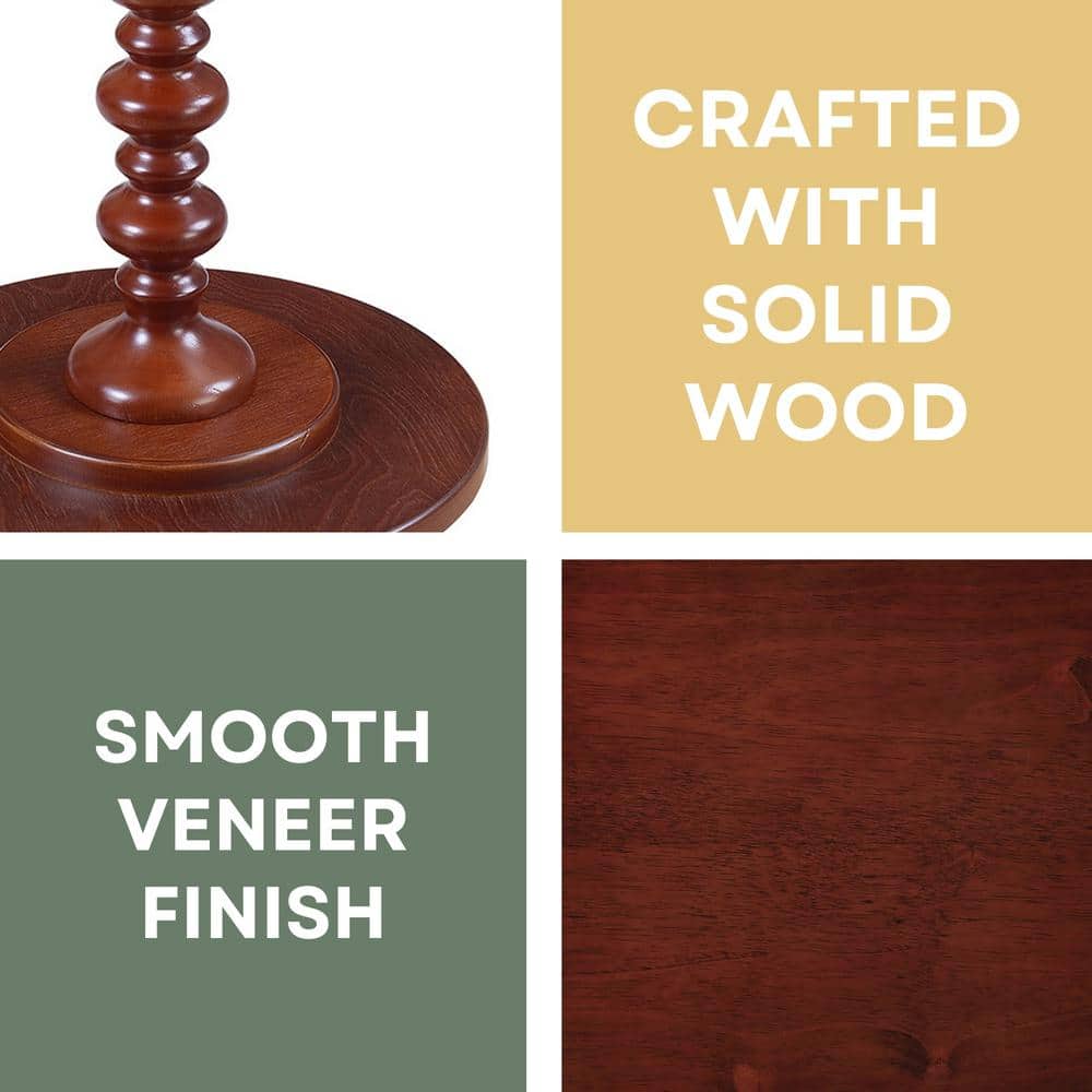 Charming Mahogany Round Spindle Side Table, 18"x25"