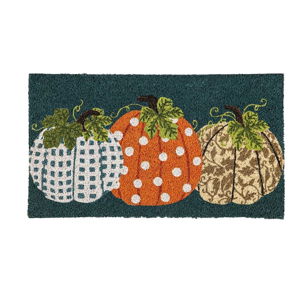 Evergreen Patterned Pumpkins 28 in. x 16 in. Coir Door Mat