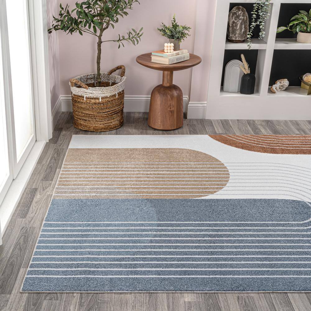 Multi-Color Geometric Washable Synthetic Kids Area Rug 5' x 8'