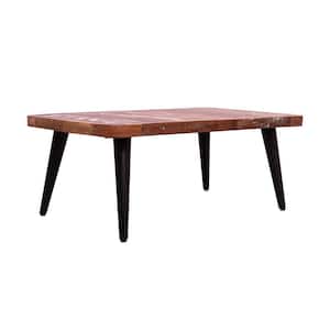 35 .5 in. Brown and Black Dual Tone Rectangle Wooden Top Coffee Table with Angled Legs