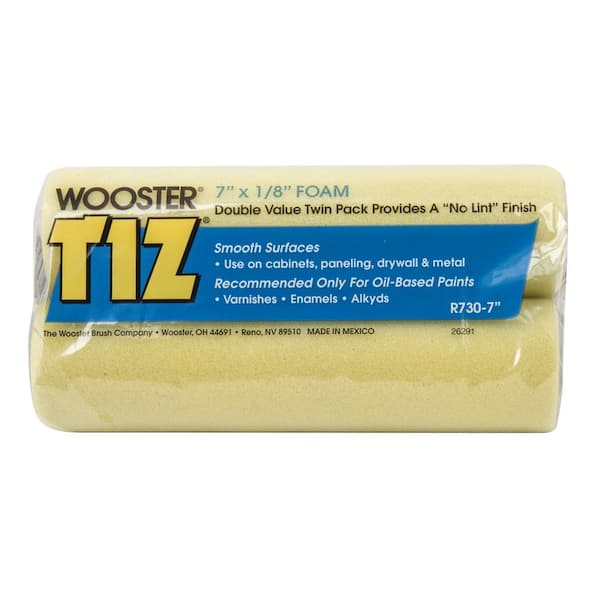 Wooster Brush R730-7 Tiz Foam Roller Cover, 1/8-Inch Nap, 2-Pack, 7-Inch