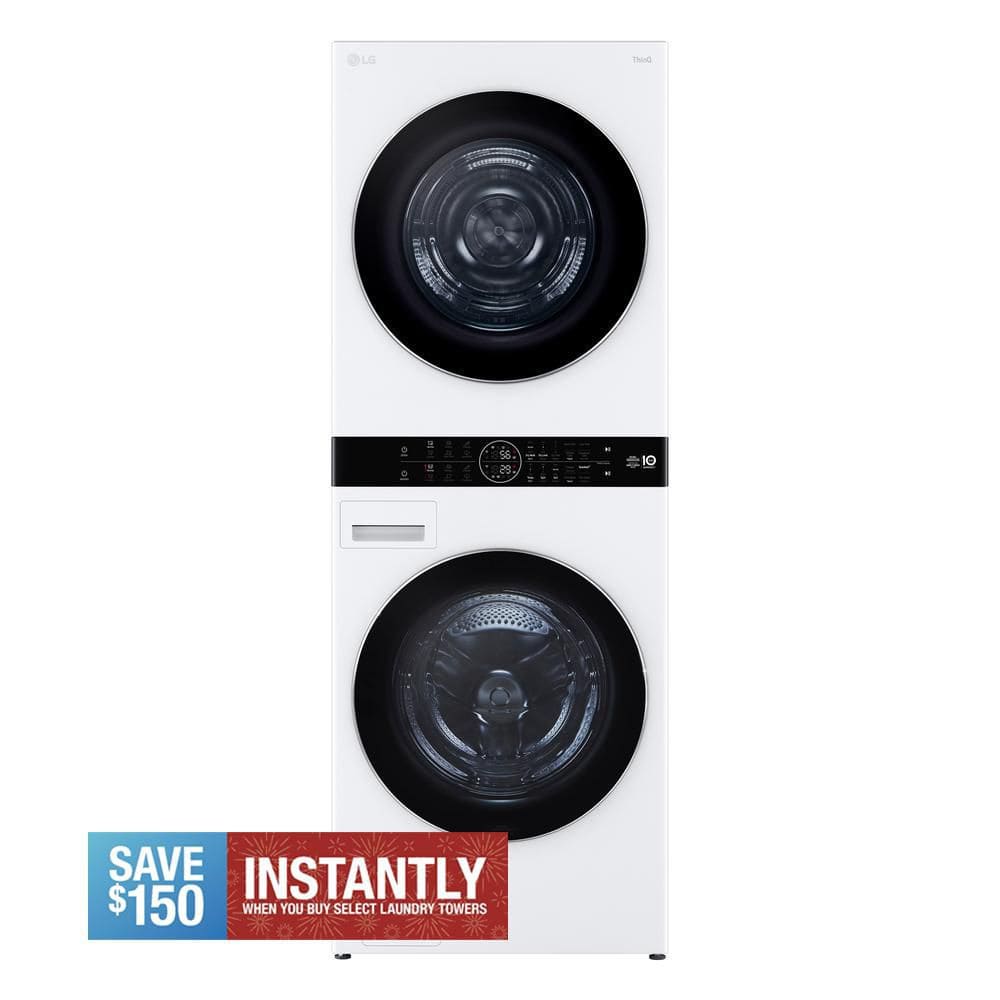 5.0 cu. ft. Washer 7.8 cu. ft. Dual Inverter Heat Pump Ventless Dryer Electric Washtower in White