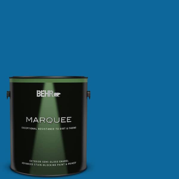 BEHR MARQUEE 1 gal. #MQ4-58 Mondrian Blue Semi-Gloss Enamel Exterior Paint & Primer