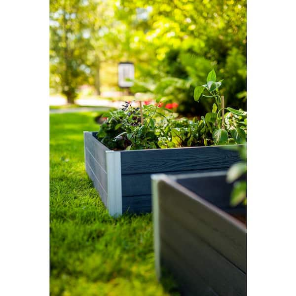 VITA Urbana 4 ft. x 4 ft. x 11 in. Embossed Vinyl, Raised Garden Bed, Gray  (2-Pack) VT17615 - The Home Depot