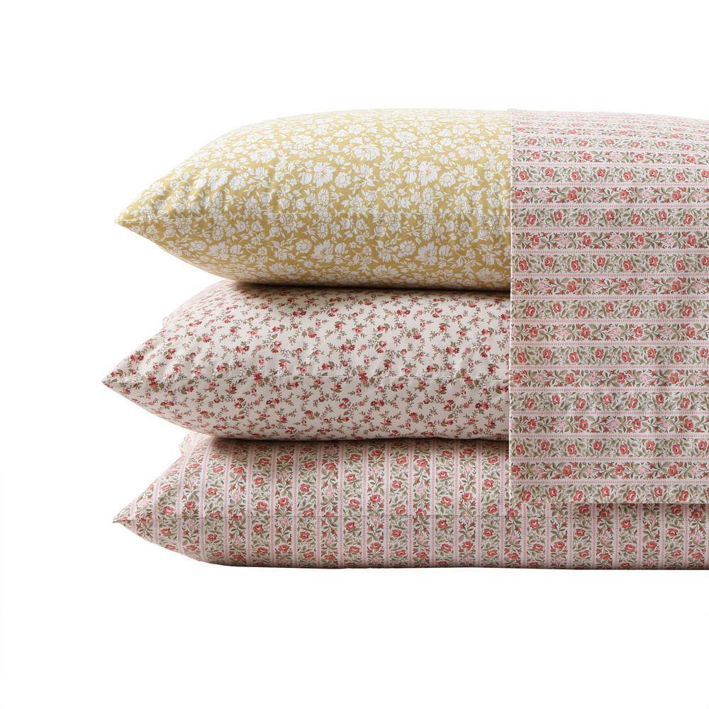 Marta Stripe Pink Cotton Percale Queen Sheet Set