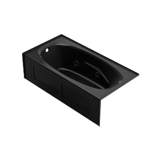 AMIGA 72 in. x 36 in. Acrylic Left-Hand Drain Rectangular Alcove Whirlpool Bathtub with Heater in Black