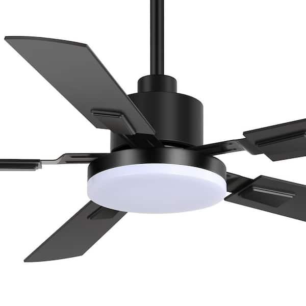 Larrisa 52 in. Indoor Black Ceiling Fan with Integrated LED Light with Remote Control Included
