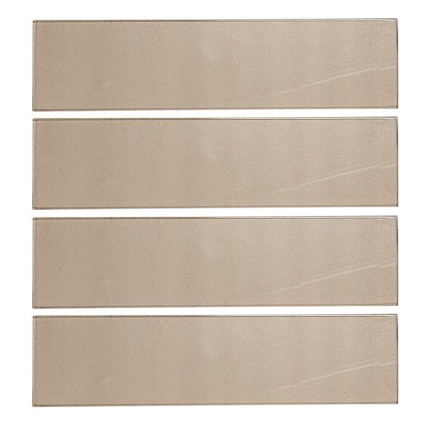 Jeffrey Court Aluminum Brown 4 in. x 16 in. Glossy Glass Wall Tile (10.56 sq. ft. / case)