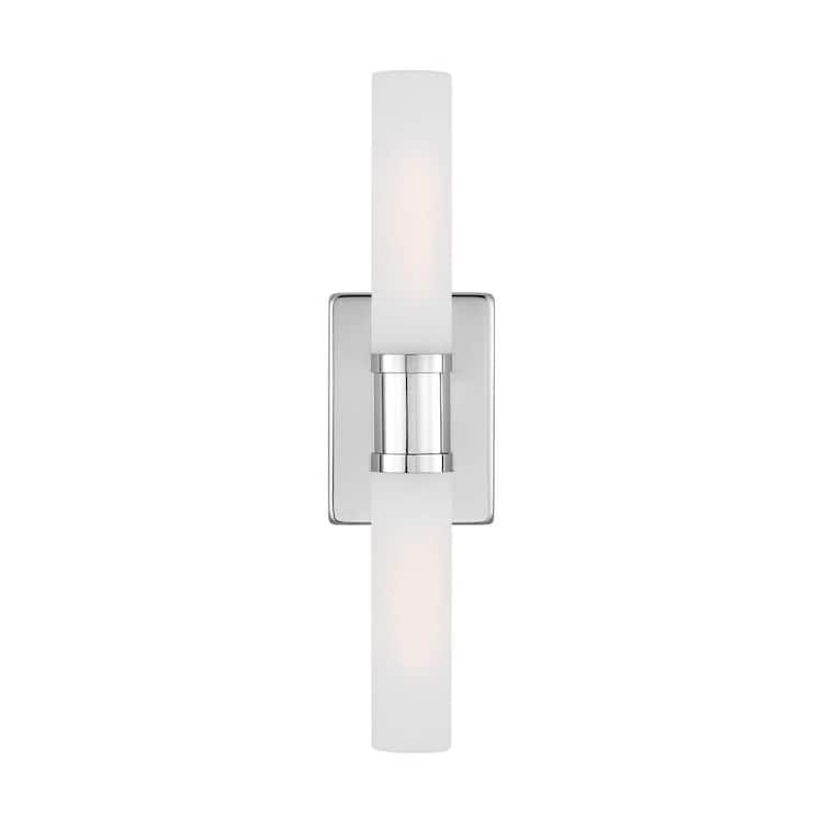 Generation Lighting Keaton 5 in. Medium 2-Light Chrome Vanity Light with Satin Etched Glass Shades