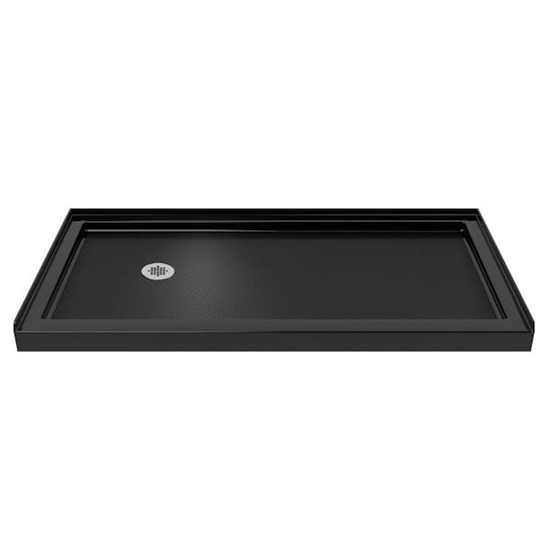 DreamLine SlimLine 60 in. x 32 in. Single Threshold Shower Pan Base in Black with Left Hand Drain