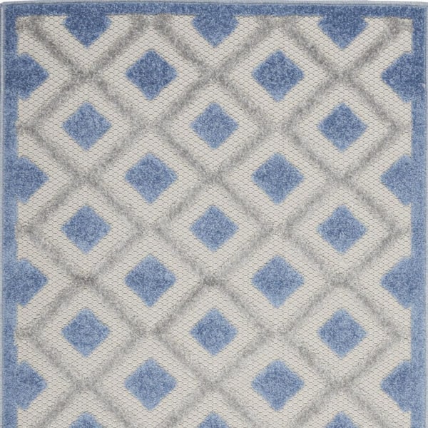 Blue, Gray 3 ft. x 4 ft. Woven Polypropylene Indoor/Outdoor Area Rug