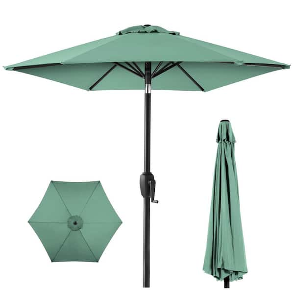 Best Choice Products 7.5ft Heavy Duty Outdoor Market Patio Umbrella w Push Button Tilt Easy Crank Seaglass