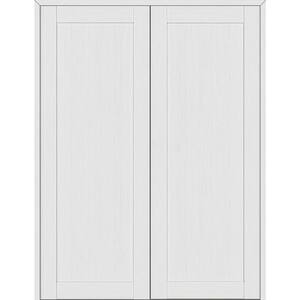 1-Panel Shaker 72 in. x 84 in. Both Active Bianco Noble Wood Composite Double Prehung Interior Door