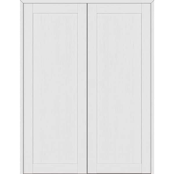 Belldinni 1 Panel Shaker 36 in. x 96 in. Both Active Bianco Noble Wood Composite Double Prehung Interior Door