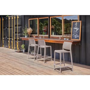 Sensilla 37 in. Light Grey Indoor/Outdoor Stackable Counter Stool (Set of 2)