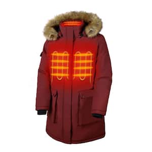 Women's Medium Red 7.38-Volt Lithium-Ion Thermolite Heated Parka Jacket with One 4.8 Ah Battery and Charger