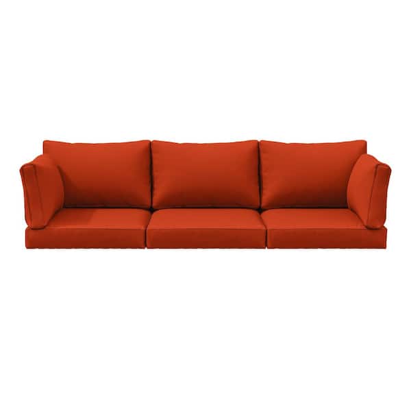 25.6 in. x 23.6 in. x 4 in. Outdoor Deep Seat Lounge Cushion Set (8-Piece) with Lumber Support Pillows Orange
