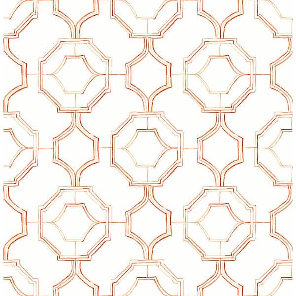 A-Street Prints Gallina Orange Trellis Wallpaper