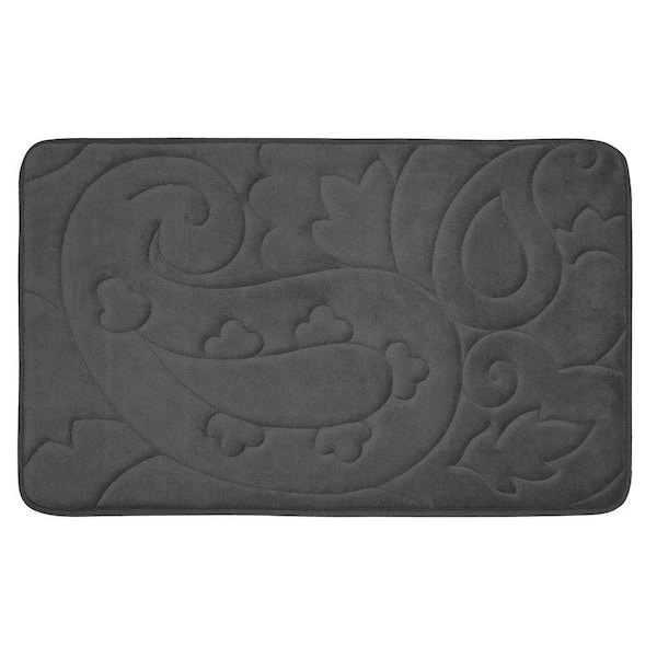 BounceComfort Pelton Dark Gray 20 in. x 32 in. Memory Foam Bath Mat