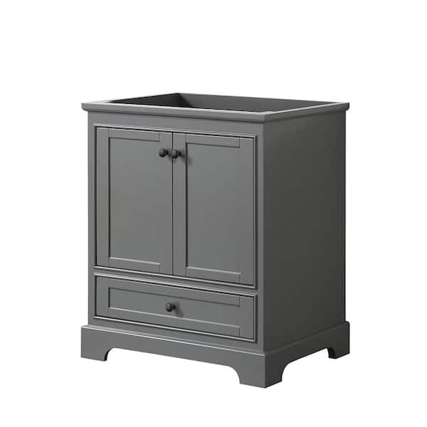 Wyndham Collection Deborah 29.25 in. W x 21.5 in. D x 34.25 in. H Single Bath Vanity Cabinet without Top in Dark Gray