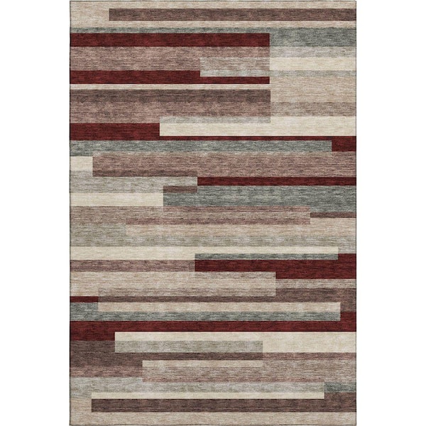 Mayfield Premium Machine Washable Abstract AMF956 Merlot 10 ft. x 14 ft. Area Rug